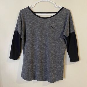 Puma Gray Raglan 3/4 Sleeve Sporty top  open back oversized